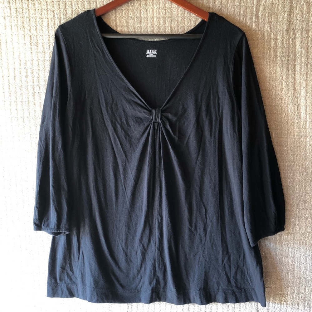 A.N.A. 3/4 Sleeve Black Cotton Modal Tee Top